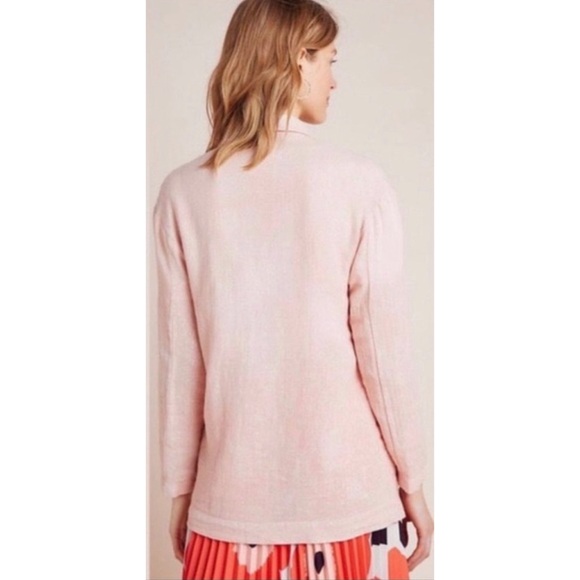 Anthropologie Amadi Kaye Linen Oversized Metallic Blazer Blush NWT Size XL - Picture 4 of 11